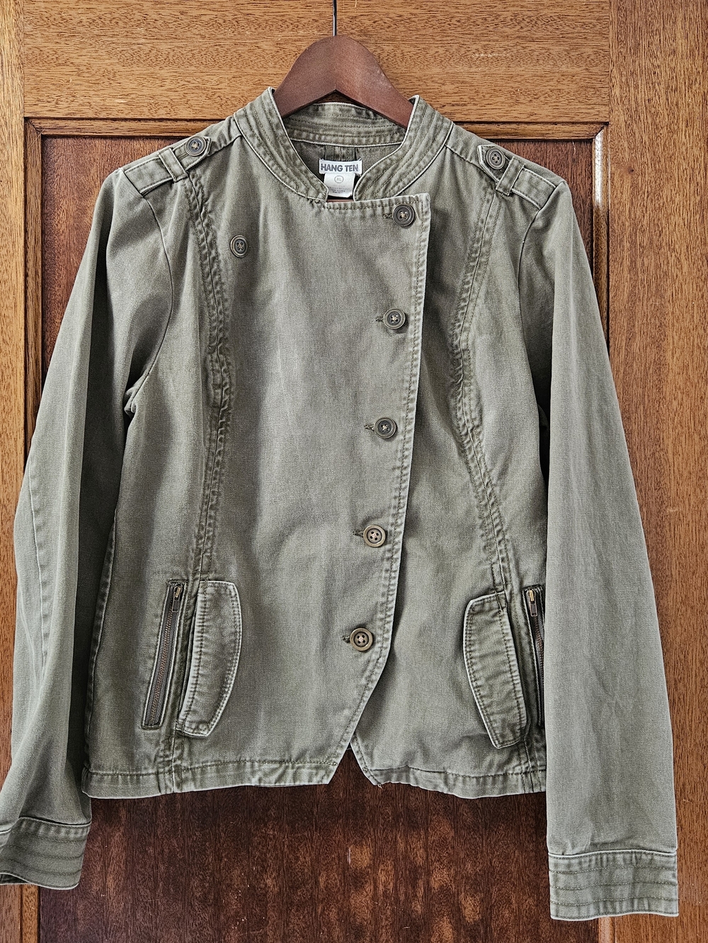 Hang Ten Olive Green Military-Style Button Jacket